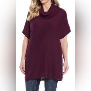 Vince Camuto Maroon Short Sleeve Cowl Neck Tunic Sweater Sz S